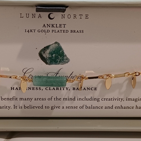 LUNA NORTE GREEN AVENTURINE GEMSTONES ANKLET ANKLE - Picture 8 of 9